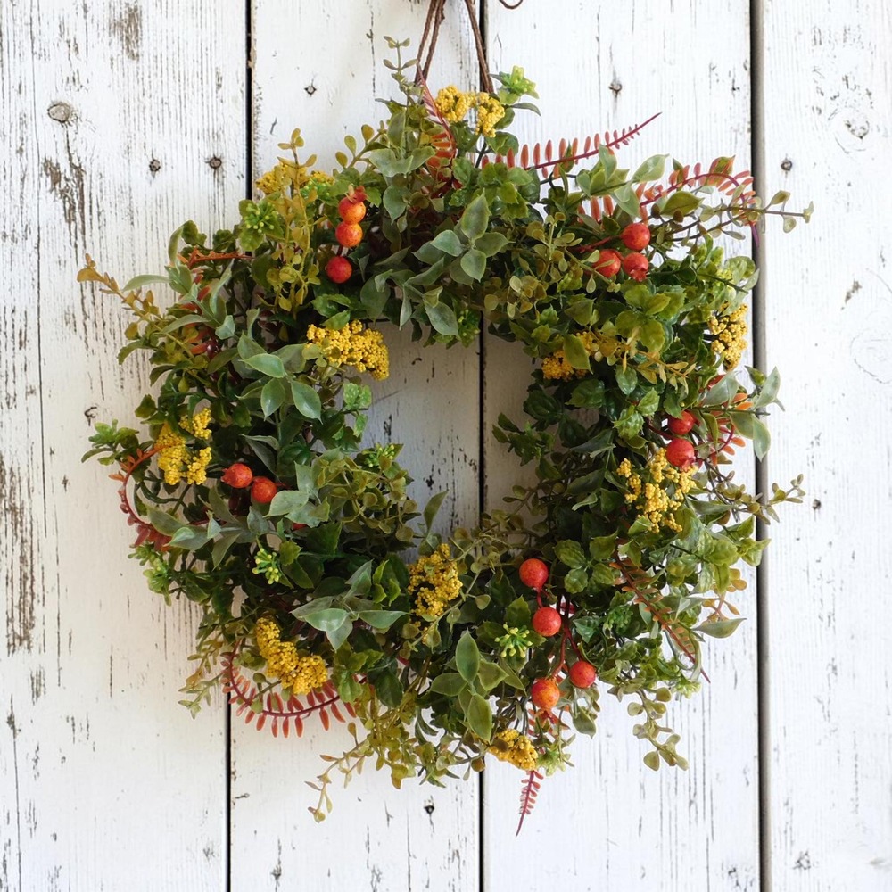 Late Summer Early Fall Wreath, Fall Decor, Orange and Yellow Flowers‎